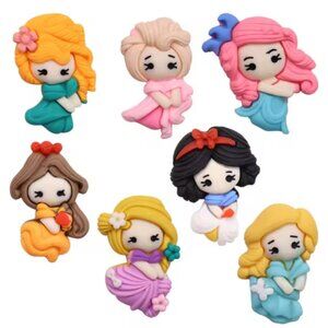 7-Piece Disney-Inspired Sparkle Shoe Charms – Cute & Colorful Sandal Decorations